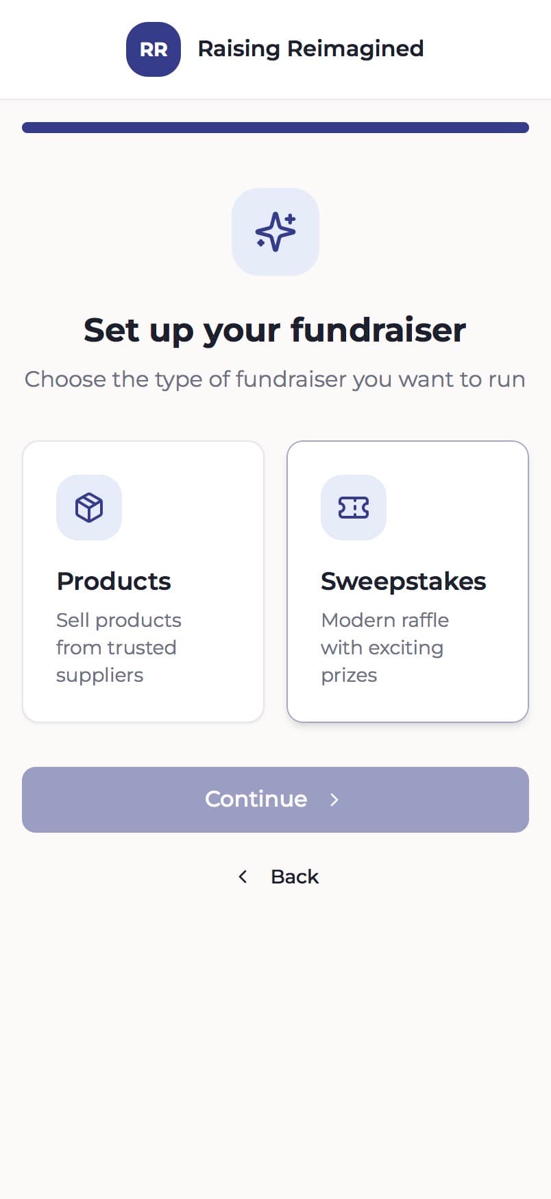 Create Your Fundraiser screenshot