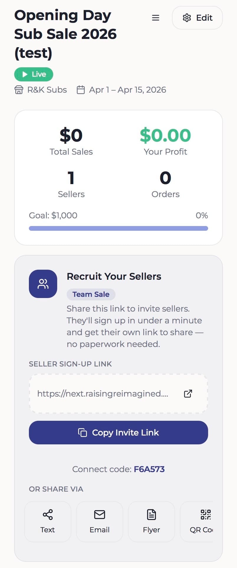 Invite Your Sellers screenshot